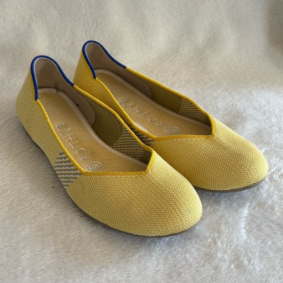 Rothy's Shoes - Rothy’s Yellow Lemon Round Toe Slip On Shoes Women’s Size 6.5 Stripes Flats